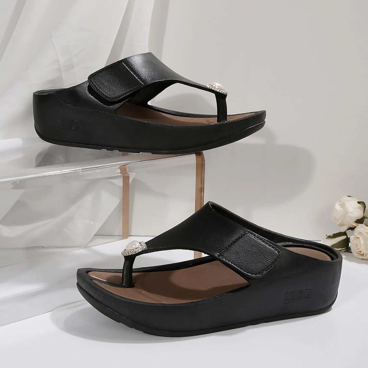 Beach Shoes Women's Slippers Seaside Vacation Flat One Slipper Sandals Womens Platform Wedges Sandals Suede