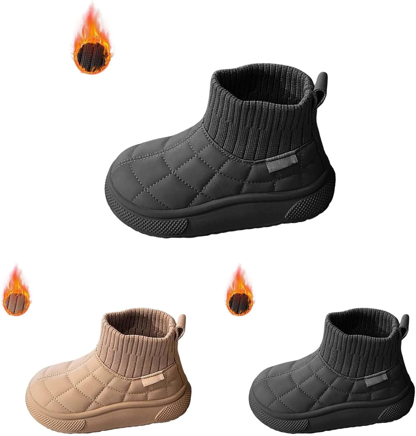 Big Kids Warm Ankle Boots Boys Girls Unisex Non Slip Mid Calf Winter Outdoor Lightweight Shoes for Girls Slip on Boots