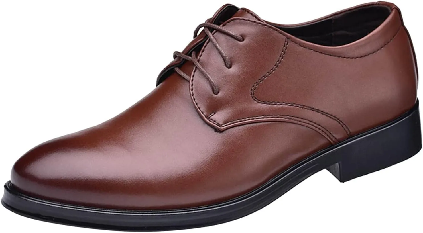 BORAMAX Mens Black PU Dress Shoes Spring SummerFashion Style Men's Breathable Comfortable Business Lace Up Leather Slip Shoe