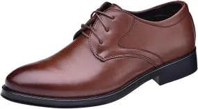BORAMAX Mens Black PU Dress Shoes Spring SummerFashion Style Men's Breathable Comfortable Business Lace Up Leather Slip Shoe