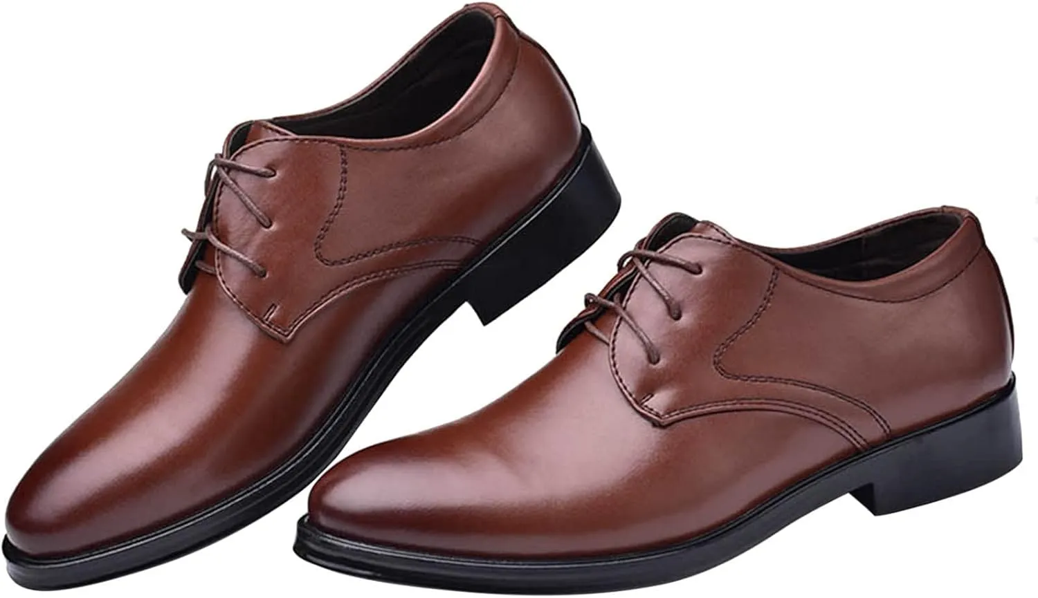 BORAMAX Mens Black PU Dress Shoes Spring SummerFashion Style Men's Breathable Comfortable Business Lace Up Leather Slip Shoe