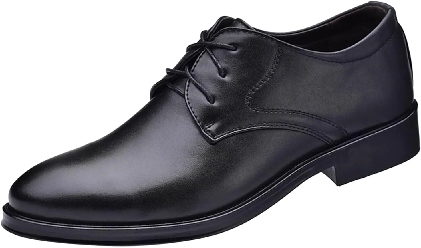 BORAMAX Mens Black PU Dress Shoes Spring SummerFashion Style Men's Breathable Comfortable Business Lace Up Leather Slip Shoe