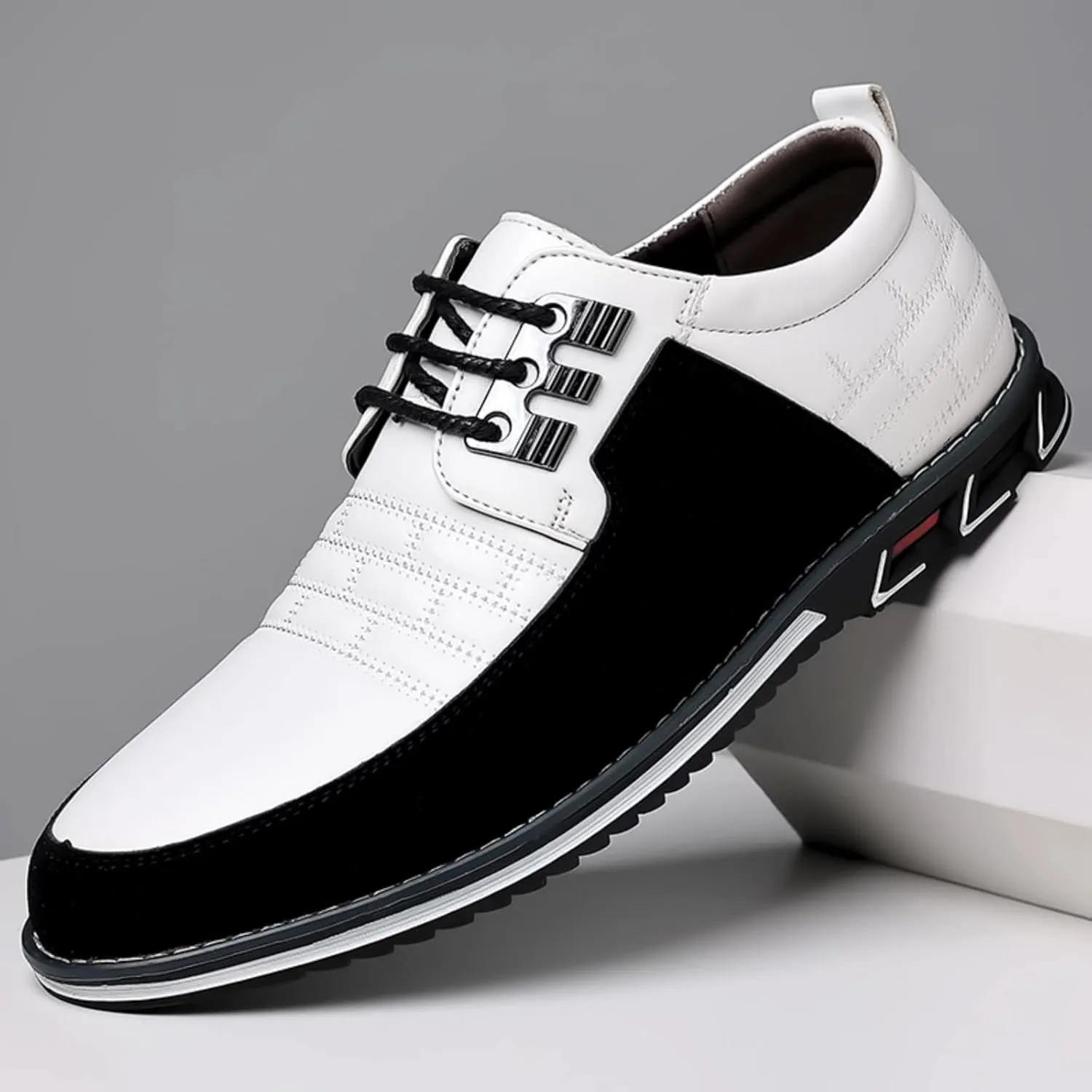 BORAMAX Men's Dress Shoes Lace-up Loafers Leather Oxford Classic Modern Business Driving Comfortable Dress Shoes for Men