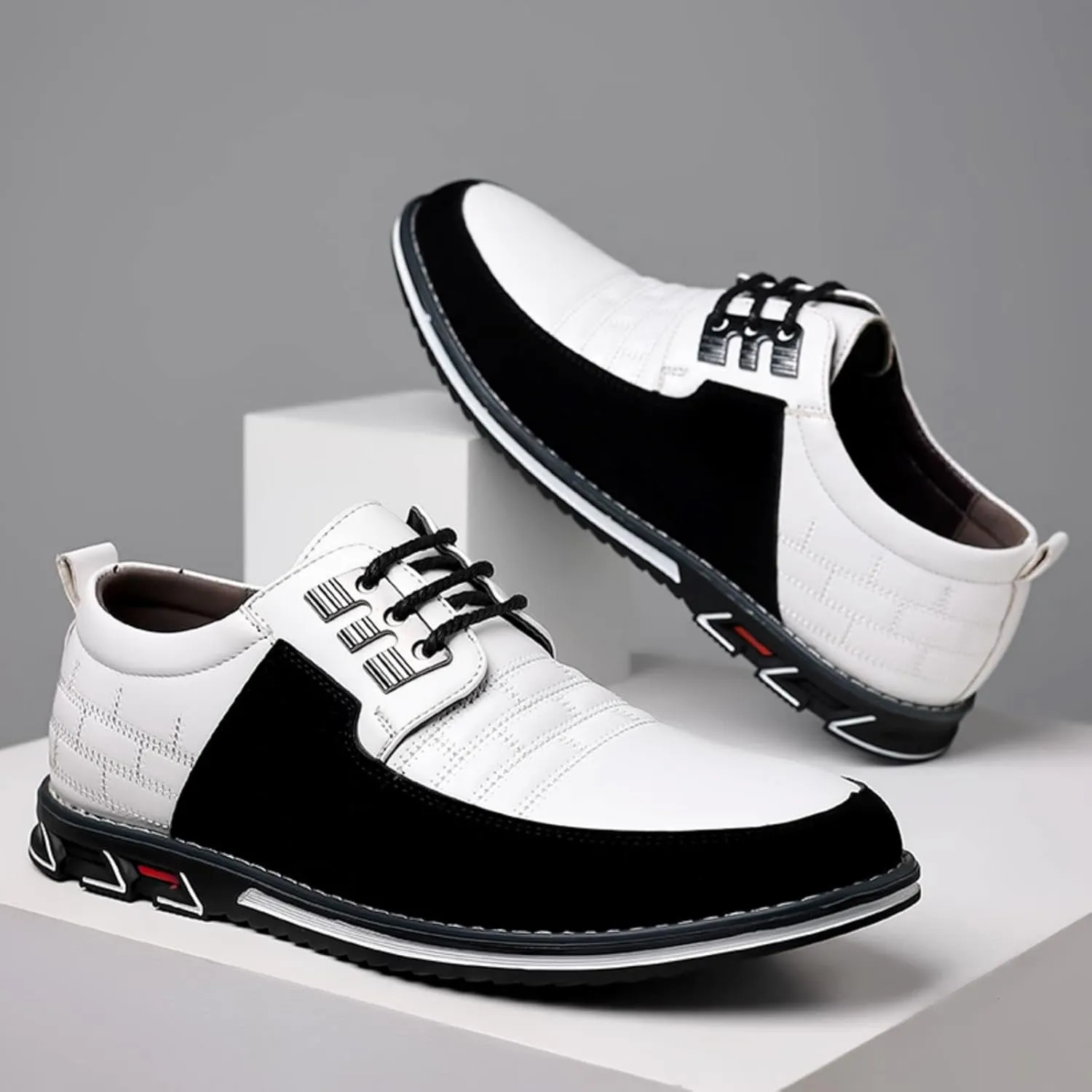BORAMAX Men's Dress Shoes Lace-up Loafers Leather Oxford Classic Modern Business Driving Comfortable Dress Shoes for Men