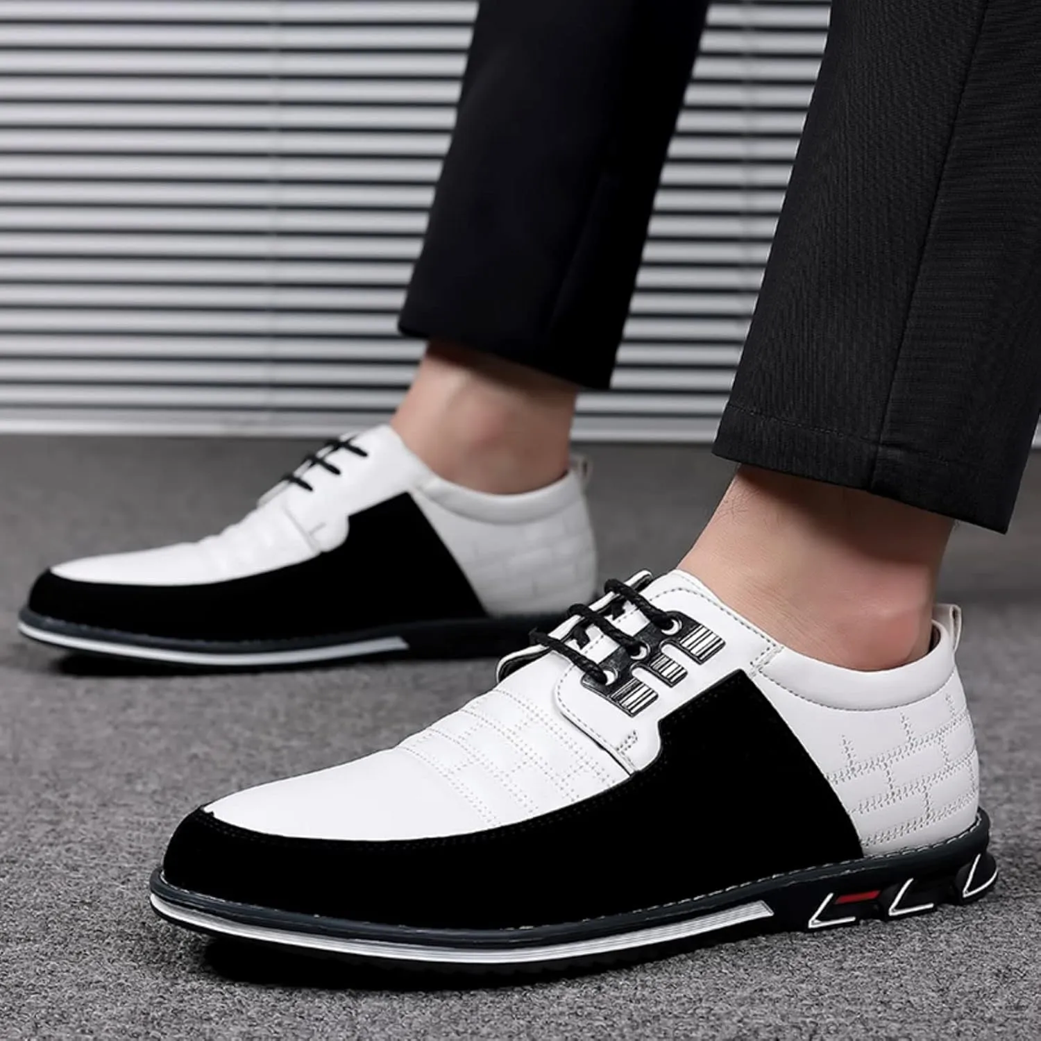 BORAMAX Men's Dress Shoes Lace-up Loafers Leather Oxford Classic Modern Business Driving Comfortable Dress Shoes for Men