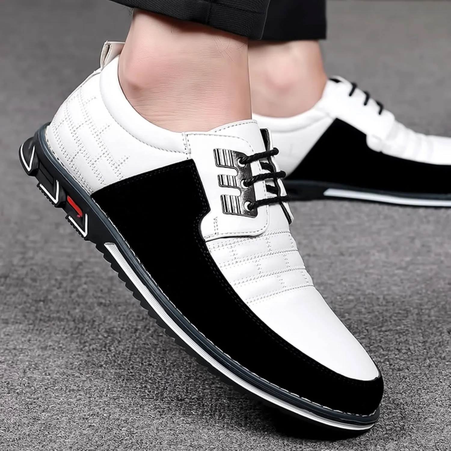 BORAMAX Men's Dress Shoes Lace-up Loafers Leather Oxford Classic Modern Business Driving Comfortable Dress Shoes for Men