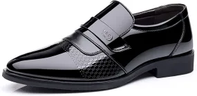 BORAMAX Men's Dress Shoes Slip-On Loafers Formal Wedding Shoes for Men Fashion Metal Strip Decoration Business Suit Shoes