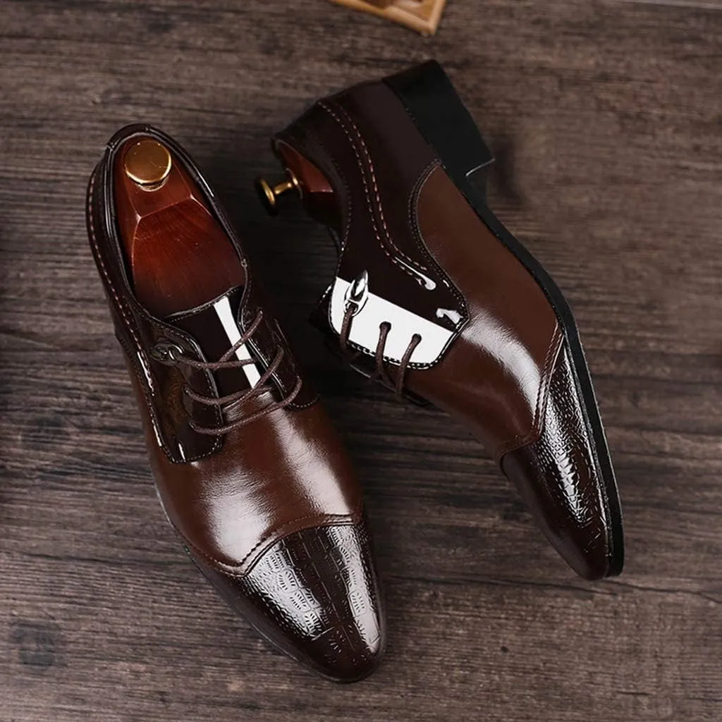BORAMAX Men's PU Leather Dress Shoes Business Fashion Wedding Suit Shoes Comfortable Pointed Toe Oxford Shoes Black10-11