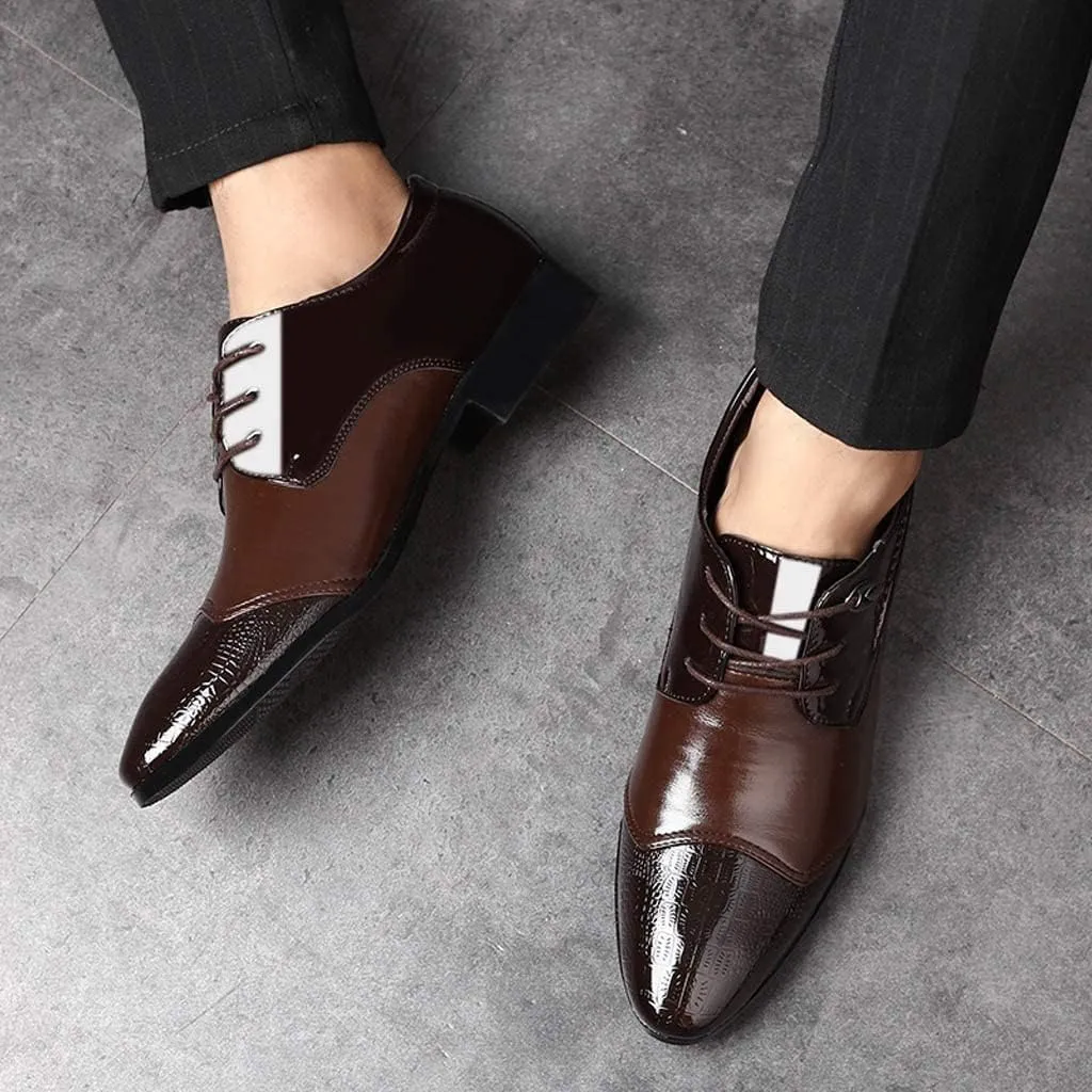 BORAMAX Men's PU Leather Dress Shoes Business Fashion Wedding Suit Shoes Comfortable Pointed Toe Oxford Shoes Black10-11