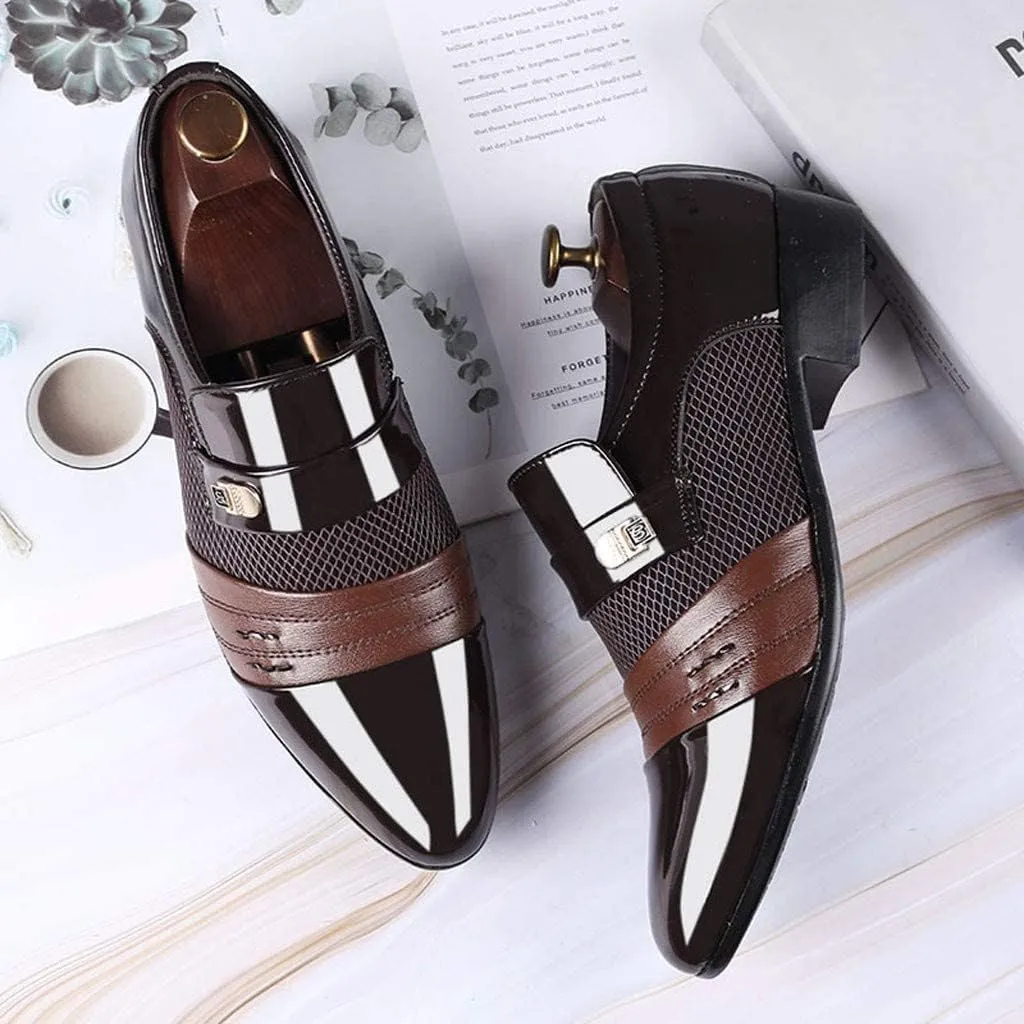BORAMAX Men's PU Leather Dress Shoes Business Wedding Suit Shoes Comfortable Pointed Toe Oxford Shoes