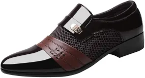 BORAMAX Men's PU Leather Dress Shoes Business Wedding Suit Shoes Comfortable Pointed Toe Oxford Shoes