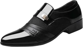 BORAMAX Men's PU Leather Dress Shoes Business Wedding Suit Shoes Comfortable Pointed Toe Oxford Shoes
