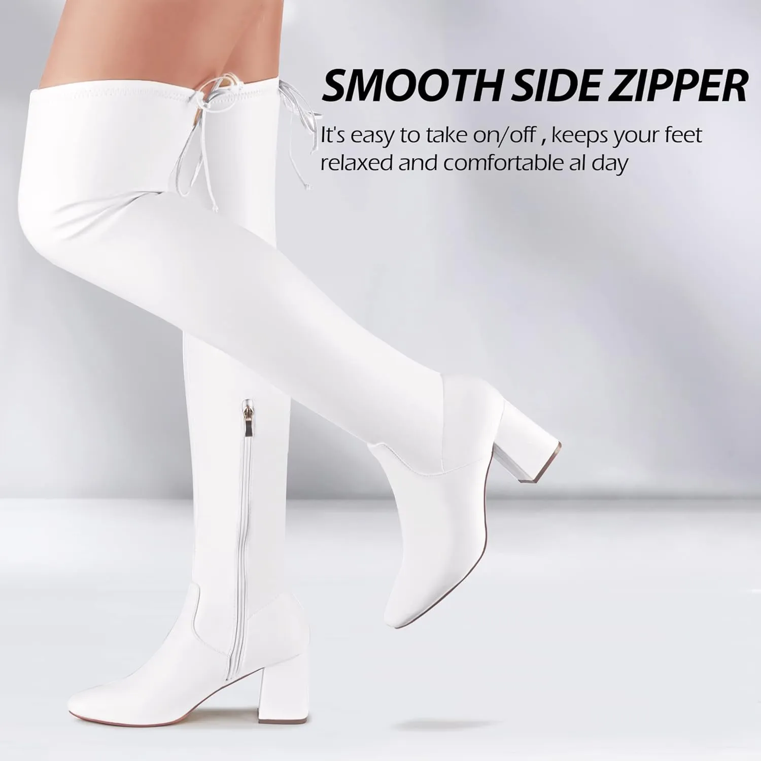 CAMSSOO Women's Thigh High Boots Heeled Over The Knee Boots Fashion Sexy Winter Low Chunky Block Heel Knee Thigh Boots