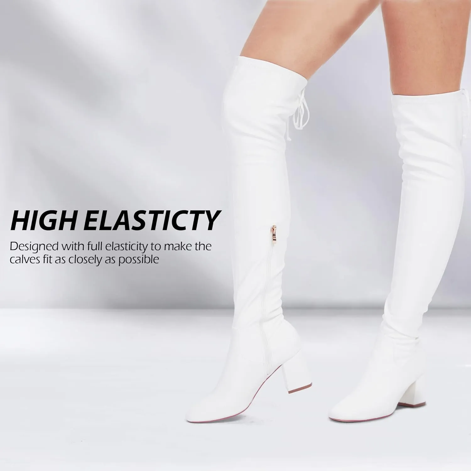 CAMSSOO Women's Thigh High Boots Heeled Over The Knee Boots Fashion Sexy Winter Low Chunky Block Heel Knee Thigh Boots