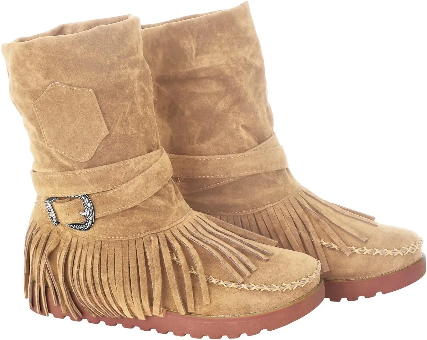 Cowboy Boots for Women Vintage Chunky Heel Cowgirl Boots Wedge Wide Mid Calf Booties Winter Western Ankle Boots