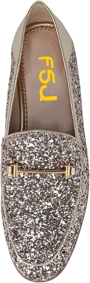 FSJ Women Classic Round Toe Flats Pumps Low Heels Slip On Loafers Comfortable Shoes Size 4-15 US