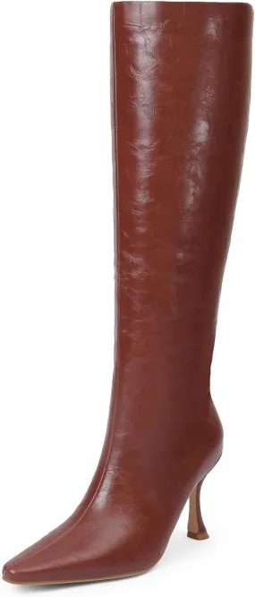 iiimmu Knee High Boots for Women Pointed Toe 3.5 IN Stiletto Heel Women Boots Zipper Knee High Boots Dress Fashion Trendy Sexy High Heel Boots