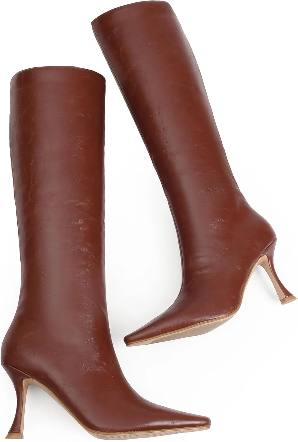 iiimmu Knee High Boots for Women Pointed Toe 3.5 IN Stiletto Heel Women Boots Zipper Knee High Boots Dress Fashion Trendy Sexy High Heel Boots