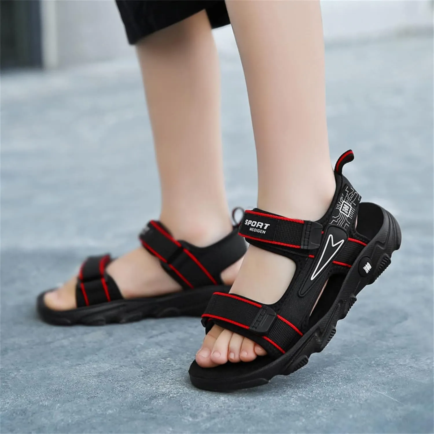Kids Boys Summer Sports Sandals Outdoor Hiking Beach Sports Sandals Double Adjustable Strap Lightweight Shoes