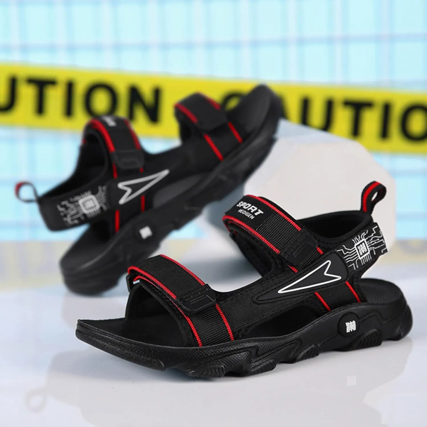 Kids Boys Summer Sports Sandals Outdoor Hiking Beach Sports Sandals Double Adjustable Strap Lightweight Shoes