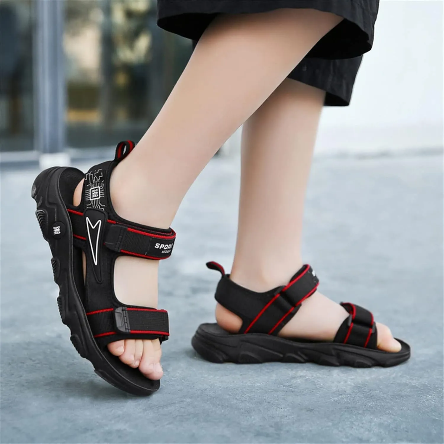 Kids Boys Summer Sports Sandals Outdoor Hiking Beach Sports Sandals Double Adjustable Strap Lightweight Shoes