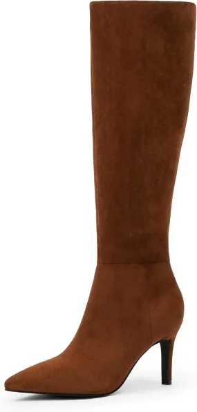 Knee High Boots Women Pointed Toe Tall Boots 3 In Stiletto High Heel Long Boots Side Zipper Dress Knee High Boots