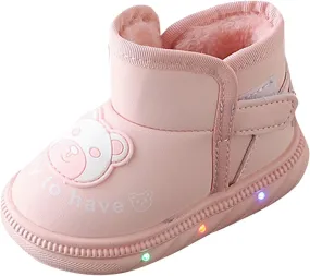 Light Up Shoes Wide Toe Box Warm Snow Boots Slip On Ankle Boots Toddler Luminous Shoes Cold Weather Comfy Boots