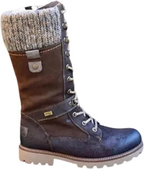 LIUsj JUNST Women Mid-Calf Boots Platform Chunky Heel Lace Up Winter Boots Fashion Wool Round Toe Side Zip Closure Combat Boots Women's Ankle Boots & Booties Ladies Snow Boots,Brown,37