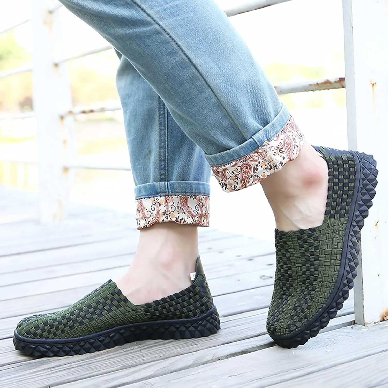 Men's Casual Walking Shoes,Hand Sewn,Women's Non-Slip Flat Shoes,Comfortable Summer Breathable Shoes,Fashion Sneakers - Comfortable Sandals，
