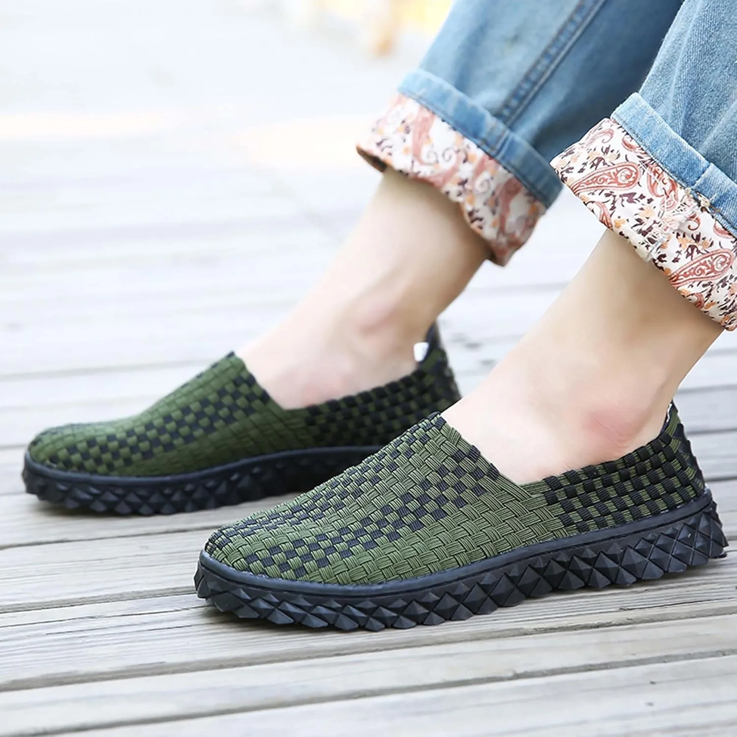 Men's Casual Walking Shoes,Hand Sewn,Women's Non-Slip Flat Shoes,Comfortable Summer Breathable Shoes,Fashion Sneakers - Comfortable Sandals，