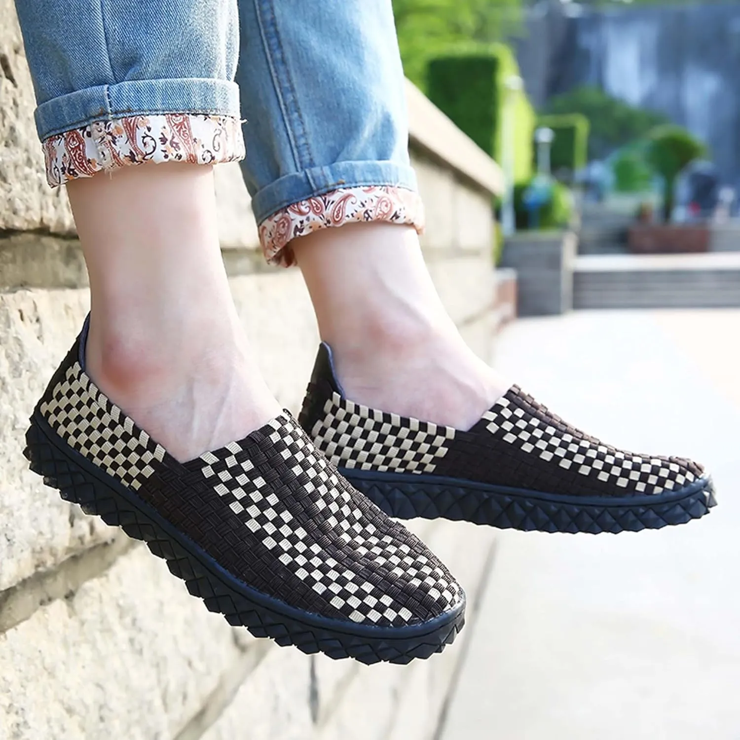 Men's Casual Walking Shoes,Hand Sewn,Women's Non-Slip Flat Shoes,Comfortable Summer Breathable Shoes,Fashion Sneakers - Comfortable Sandals，