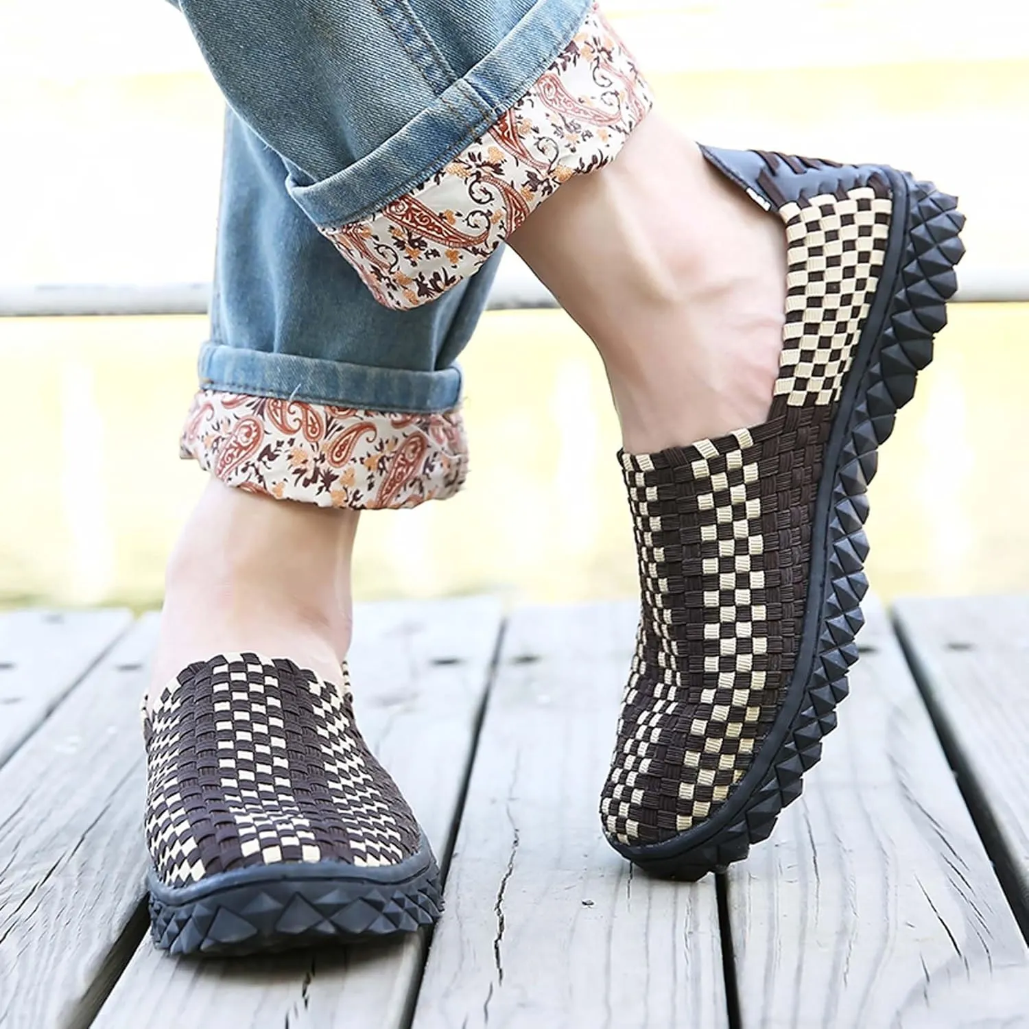 Men's Casual Walking Shoes,Hand Sewn,Women's Non-Slip Flat Shoes,Comfortable Summer Breathable Shoes,Fashion Sneakers - Comfortable Sandals，