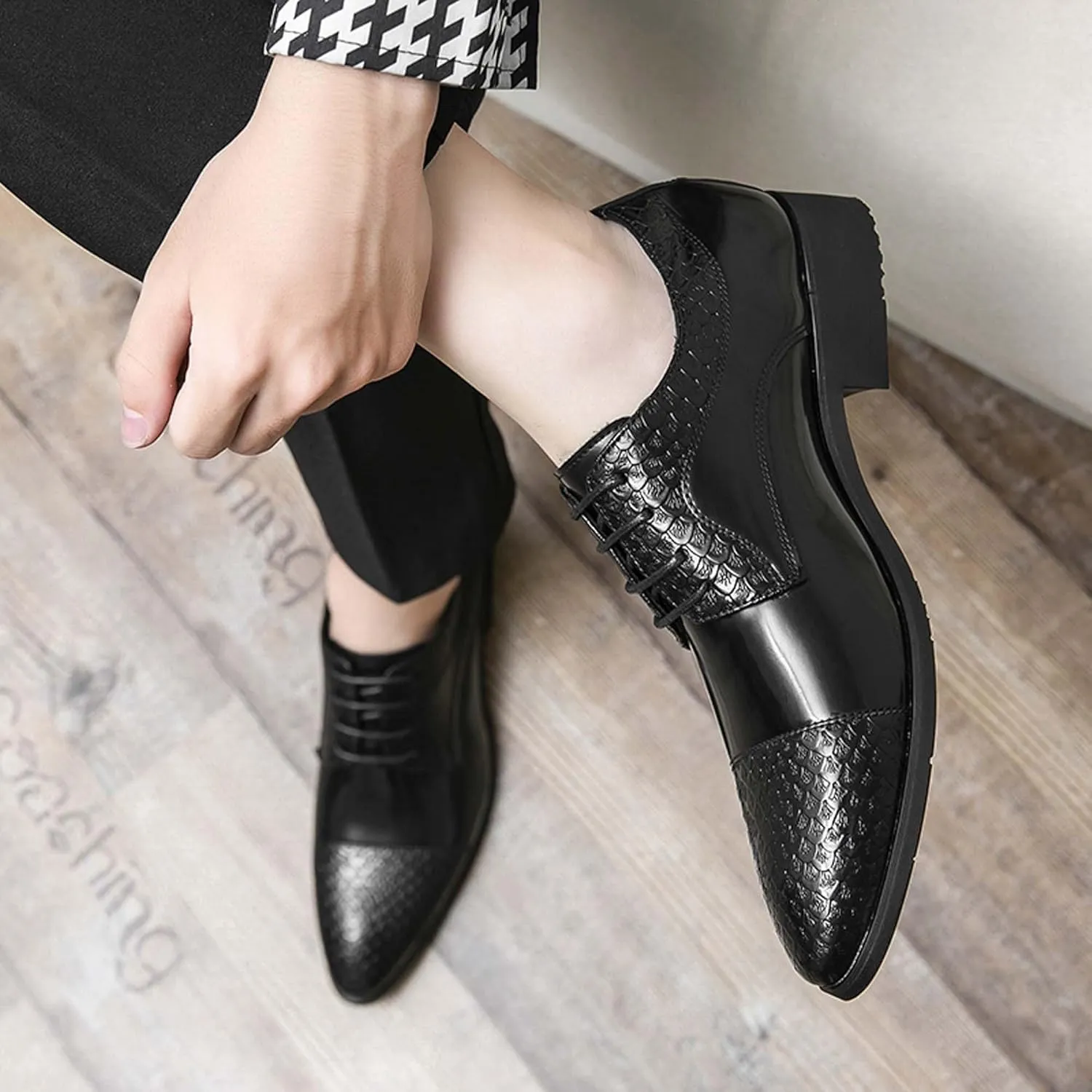 Men's Comfortable Flat Shoes Large Business Shoes Closed Toe Pointed Casual Comfortable Formal Dress Work Shoes