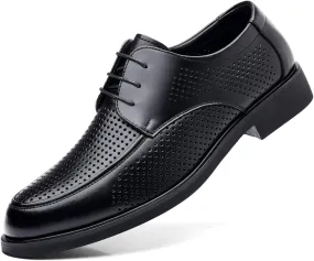 Mens Leather Dress Shoes Men's Breathable Comfortable Business Lace Up Work Leisure Solid Color Leather Shoes Casual Work Office Comfortable Shoes