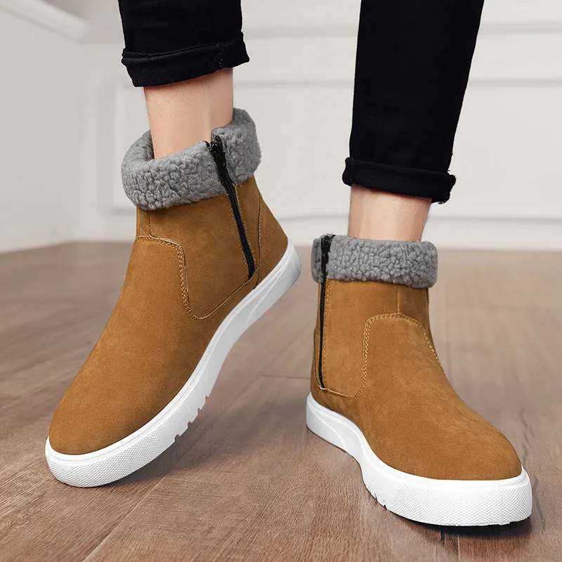 Men's Martin Boots Men's Winter Velvet Warm Cotton Shoes Short Tube