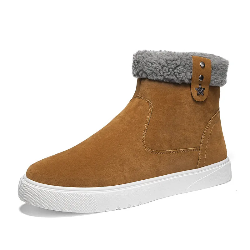 Men's Martin Boots Men's Winter Velvet Warm Cotton Shoes Short Tube