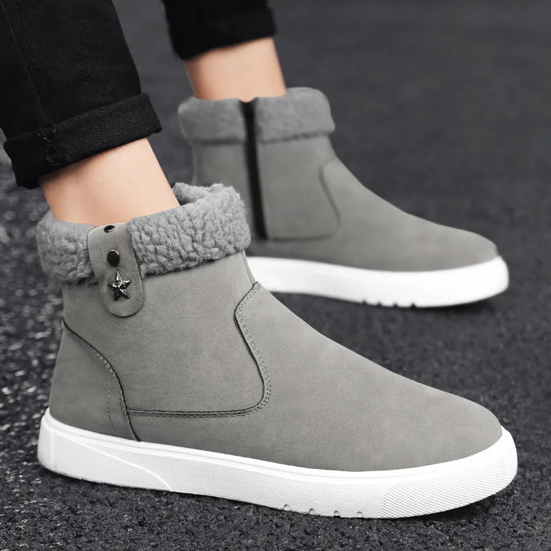 Men's Martin Boots Men's Winter Velvet Warm Cotton Shoes Short Tube