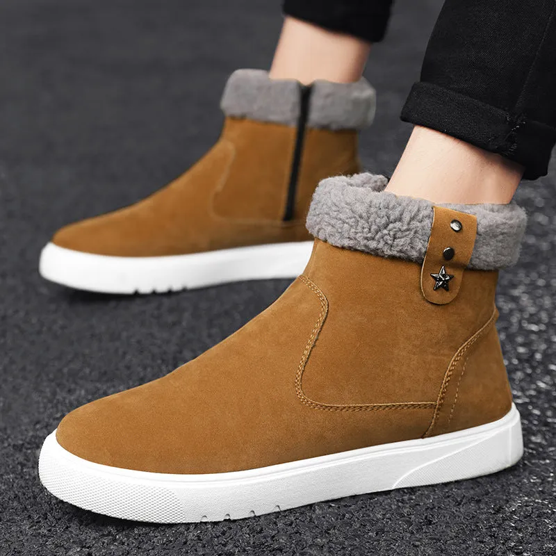 Men's Martin Boots Men's Winter Velvet Warm Cotton Shoes Short Tube
