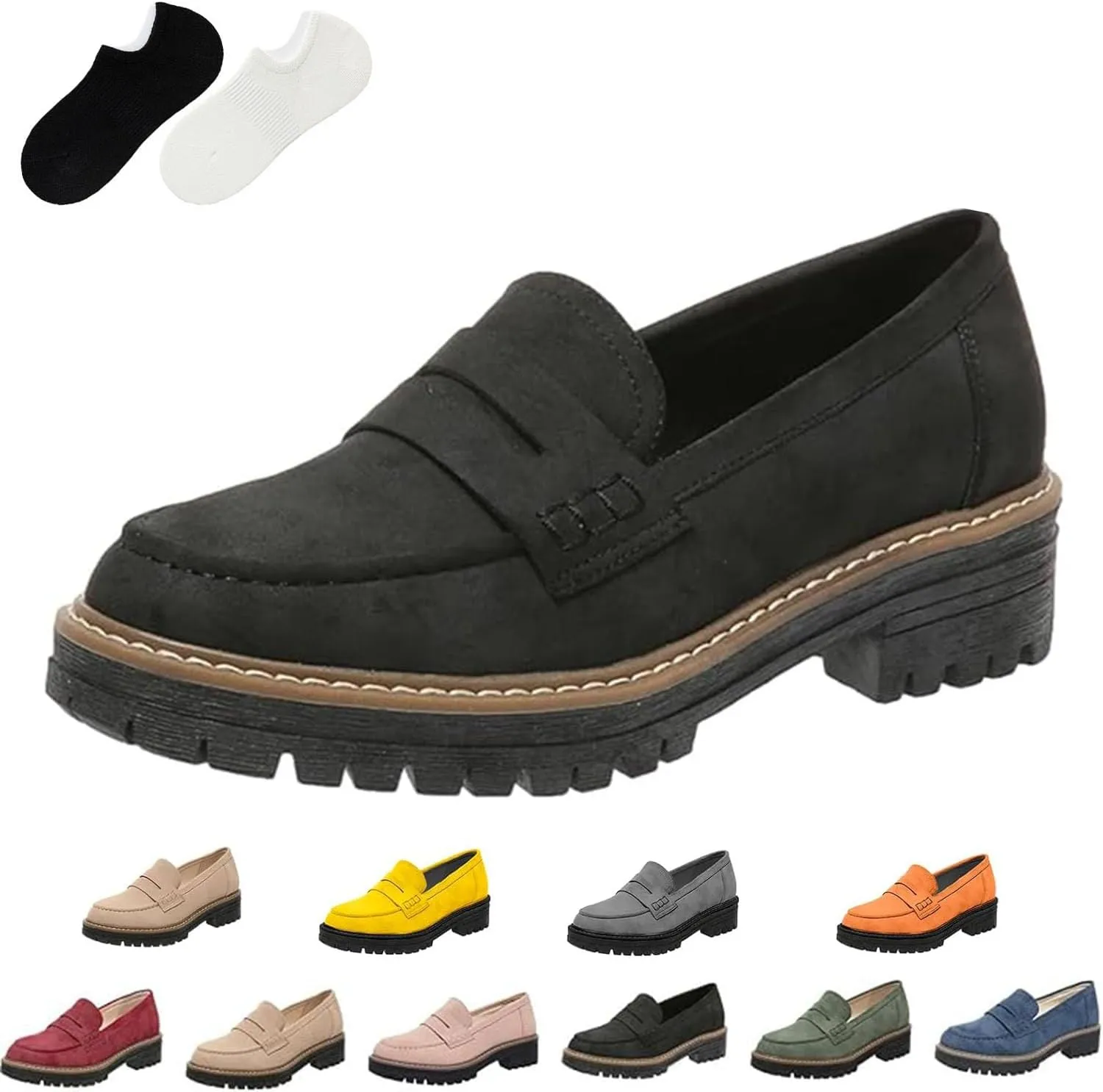 Orthoture-Orthopedic Platform Loafers, Comfort Orthopedic Shoes, Womens Round Toe Walking Shoe, Slip on Shoes