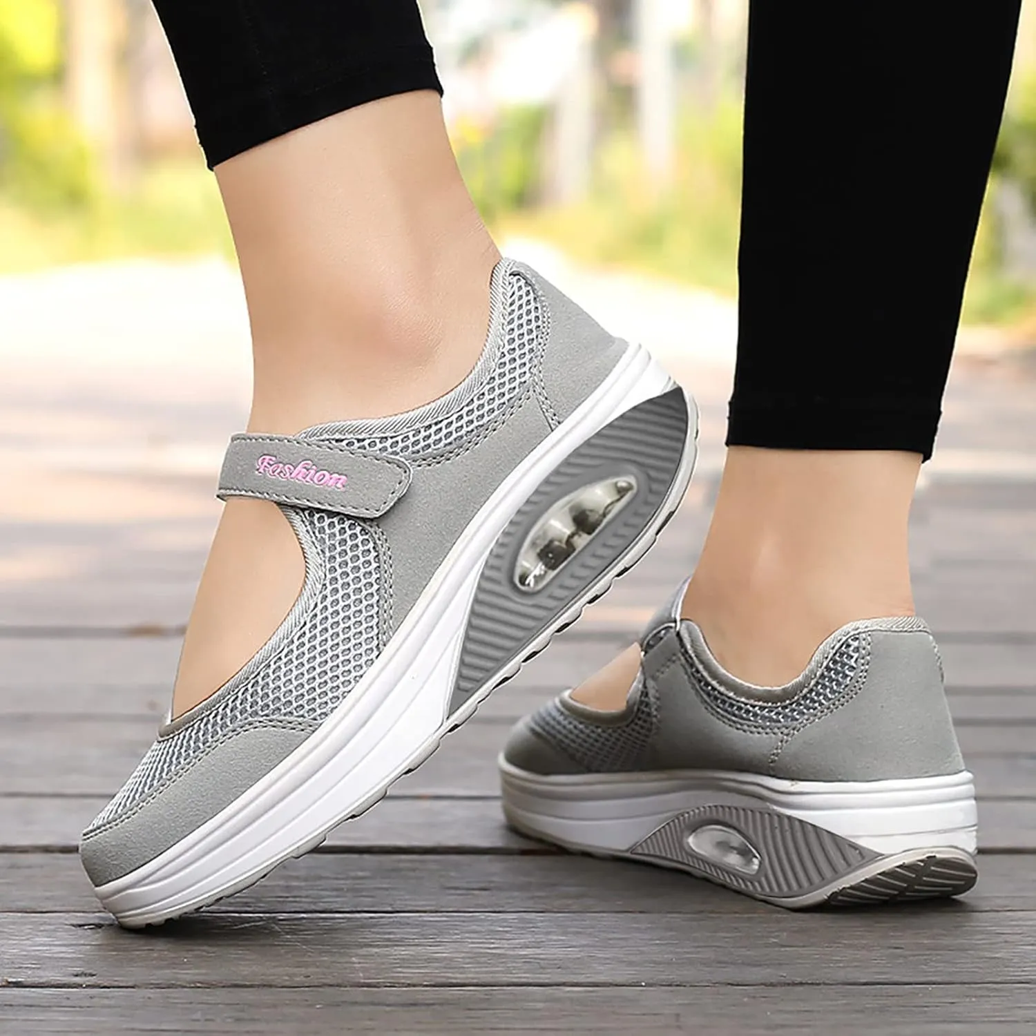 PGOJUNI Women's Fashion Sneakers,Women's Air Cushion Slip-On Walking Sneaker Orthopedic Diabetic Shoes with Arch Support