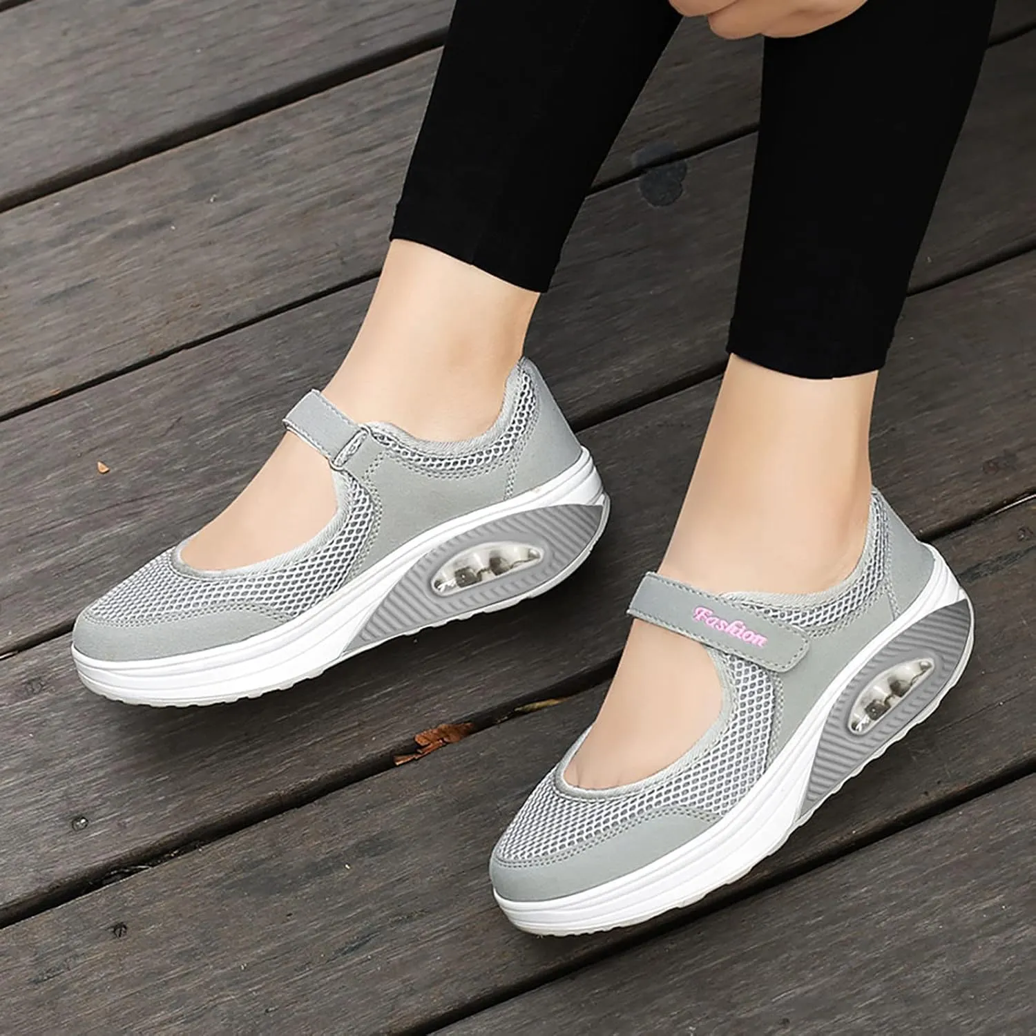 PGOJUNI Women's Fashion Sneakers,Women's Air Cushion Slip-On Walking Sneaker Orthopedic Diabetic Shoes with Arch Support
