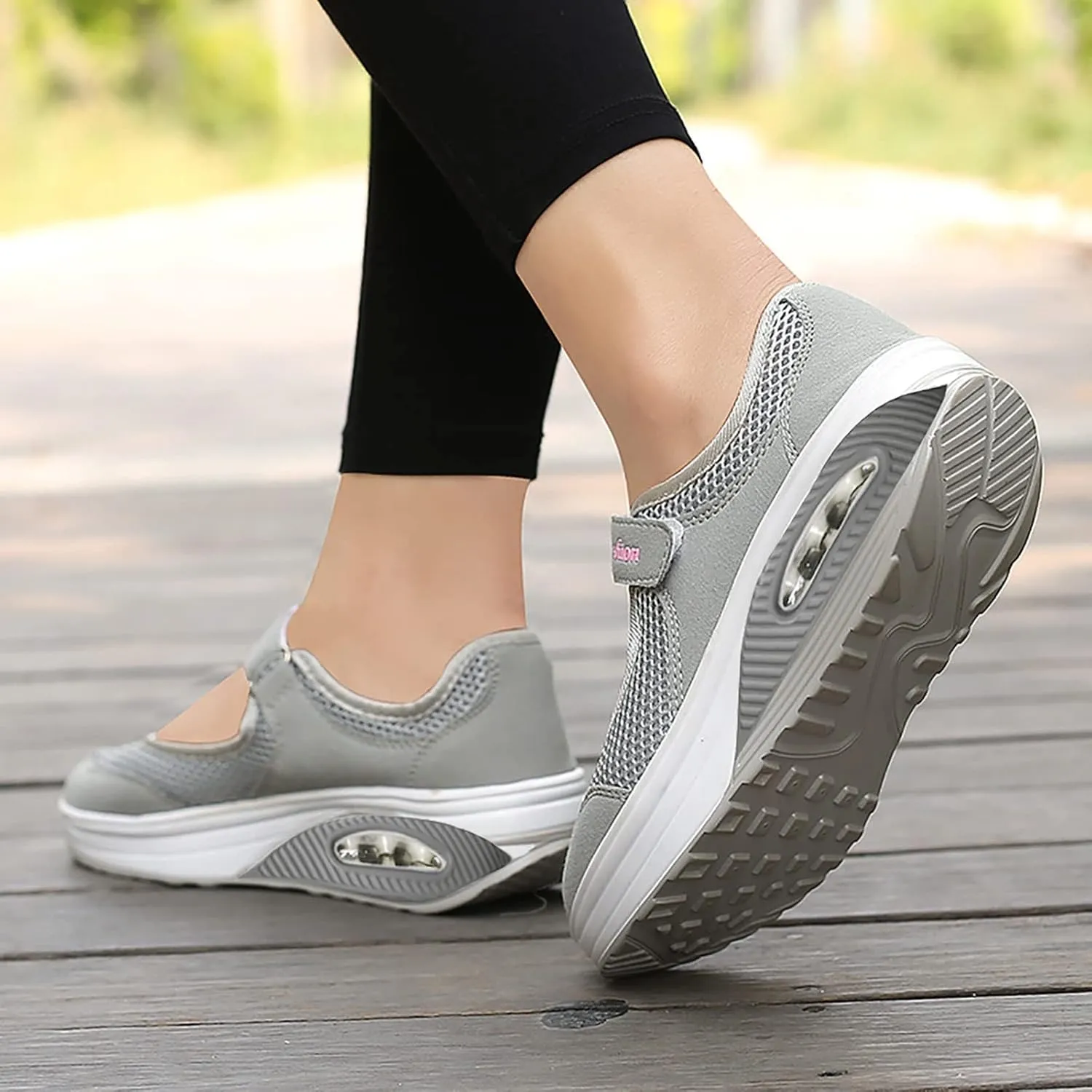PGOJUNI Women's Fashion Sneakers,Women's Air Cushion Slip-On Walking Sneaker Orthopedic Diabetic Shoes with Arch Support