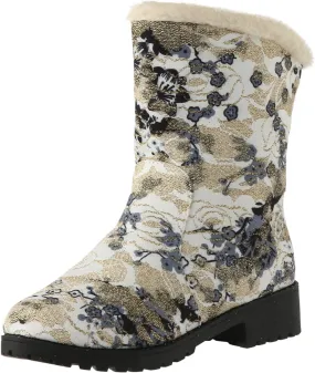 Snow Boots for Women Platform Boots for Women Comfy Trendy Large Size Chunky Heel Padded Printed Warm Casual Snow Boots