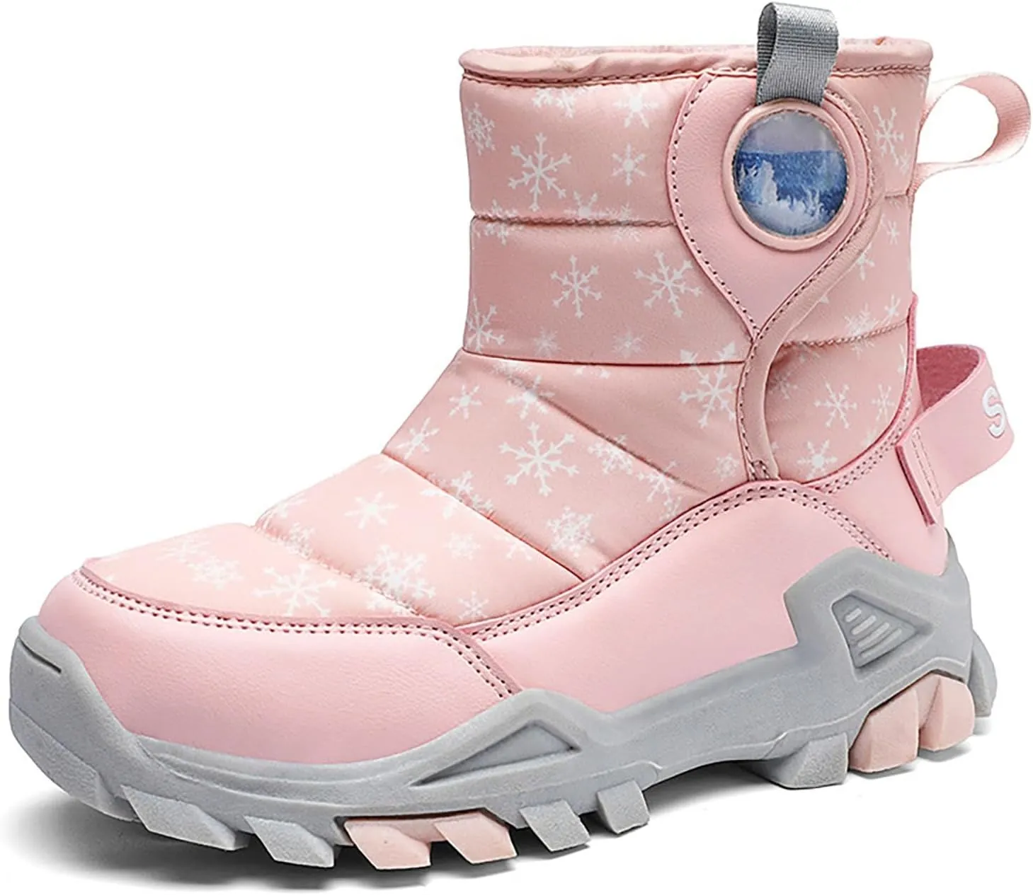Toddler Winter Boots Insulated Faux Fr Non-Slip Hiking Boots Boys Girls Cozy Plush Snow Shoes for Cold Weather