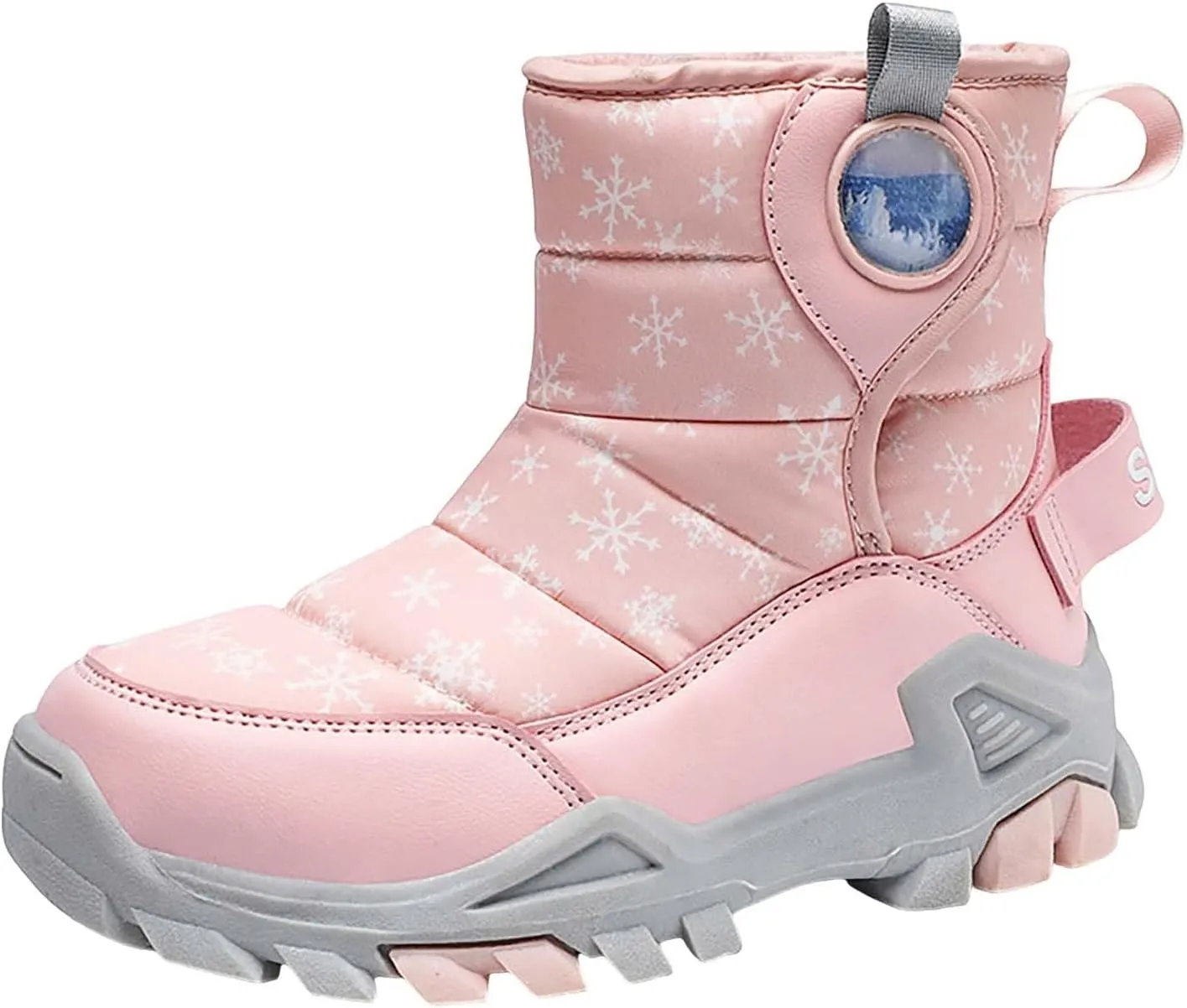 Toddler Winter Boots Insulated Faux Fr Non-Slip Hiking Boots Boys Girls Cozy Plush Snow Shoes for Cold Weather