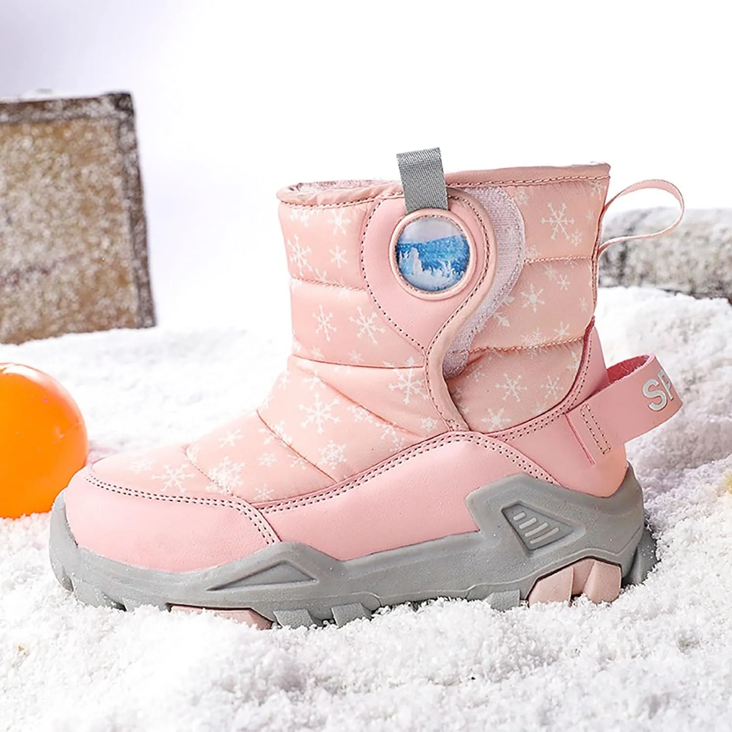 Toddler Winter Boots Insulated Faux Fr Non-Slip Hiking Boots Boys Girls Cozy Plush Snow Shoes for Cold Weather