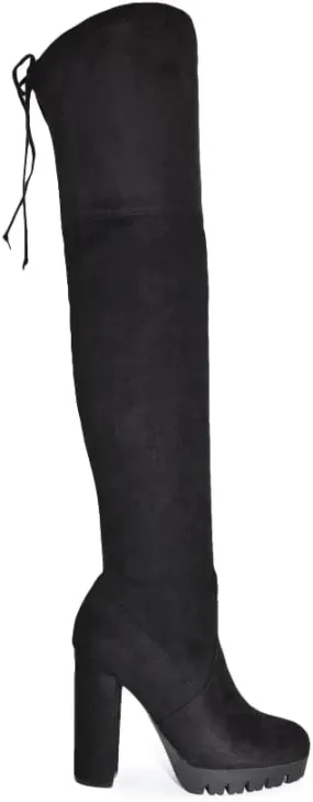 Wild Diva Veronica-46 Women's Over The Knee Boot - Sexy Thigh High Boot - High Chunky Heel Platform Shoe - Comfortable Boot