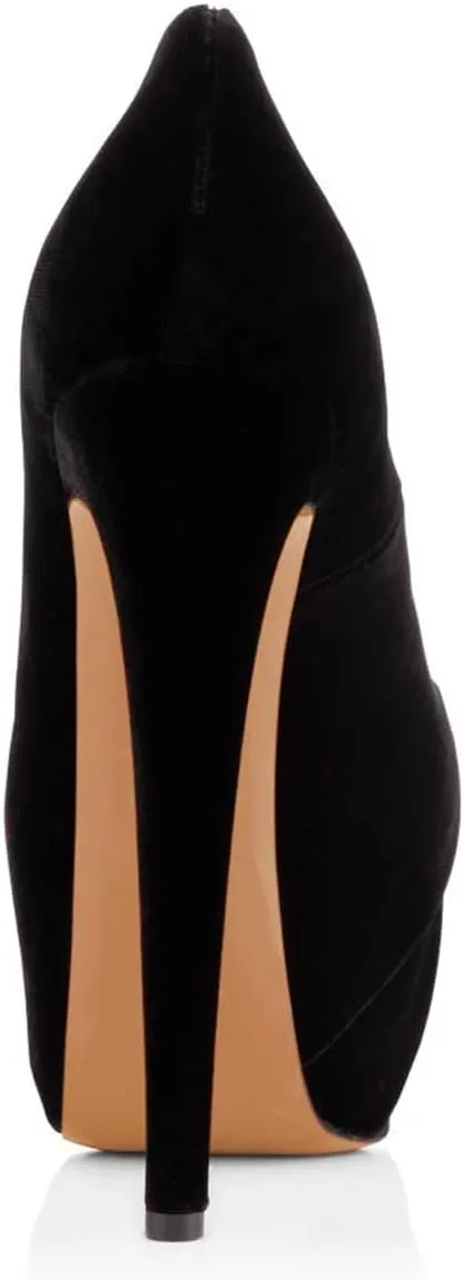 Women Peep Toe Platform Extreme Stiletto High Heels Pleated Suede Cocktail Party Dress Pumps Size 4-15 US