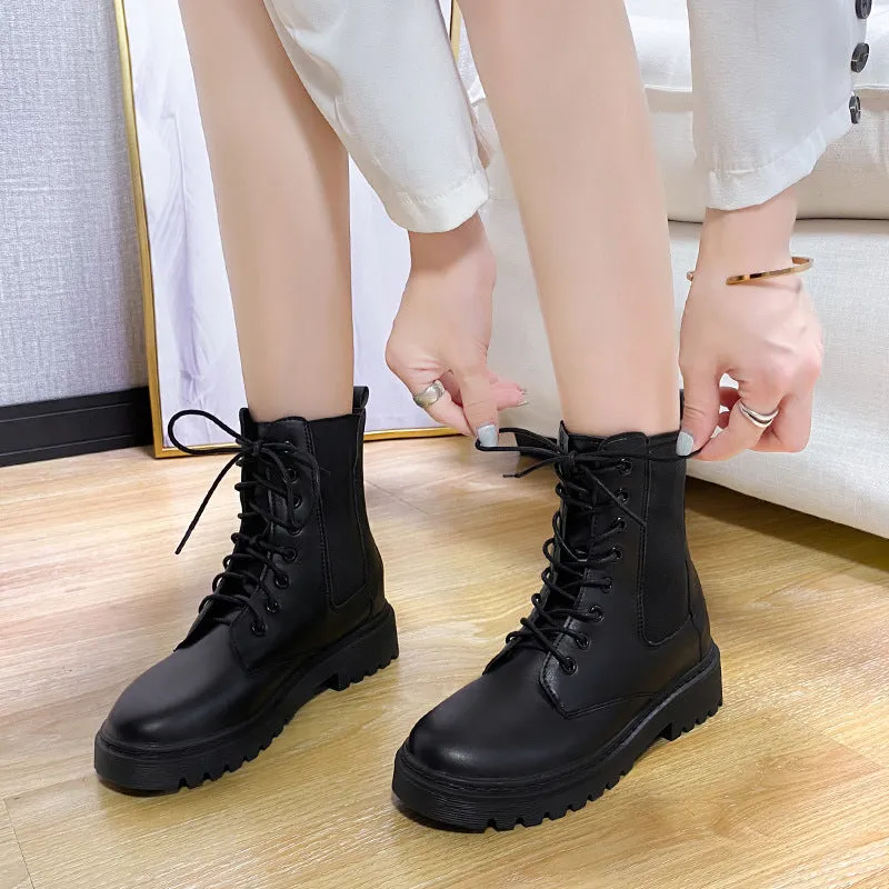 Women's British Round Toe Martin Boots
