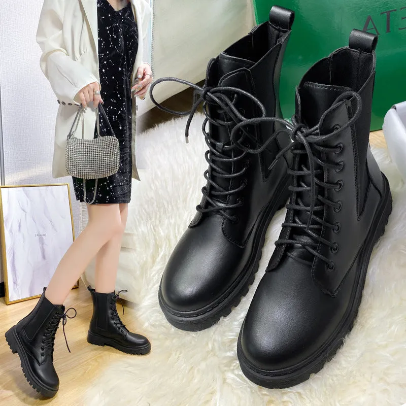 Women's British Round Toe Martin Boots